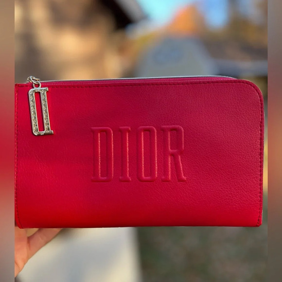 Authentic DIOR RED FLAT POUCH cosmetic bag Dior clutch - Picture 12 of 12